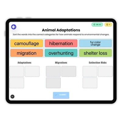 Animal Adaptations - game educational content