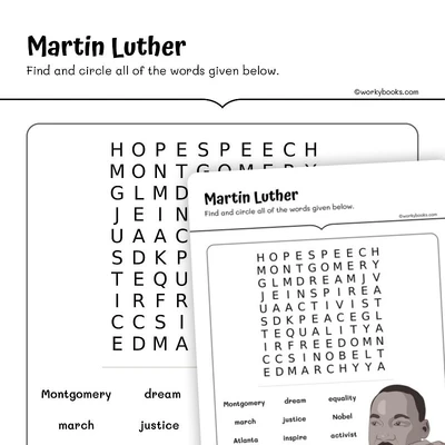 Martin Luther King—Word Search - worksheet educational content