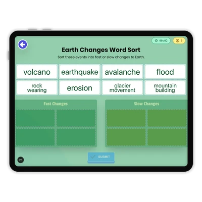 Earth Changes Word Sort - game educational content