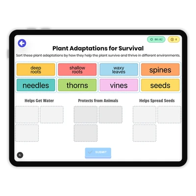 Plant Adaptations for Survival - game educational content