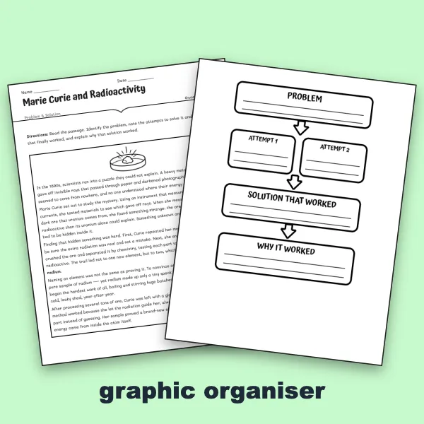 Marie Curie and Radioactivity - worksheet educational content