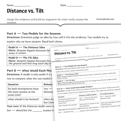Distance vs. Tilt - worksheet educational content