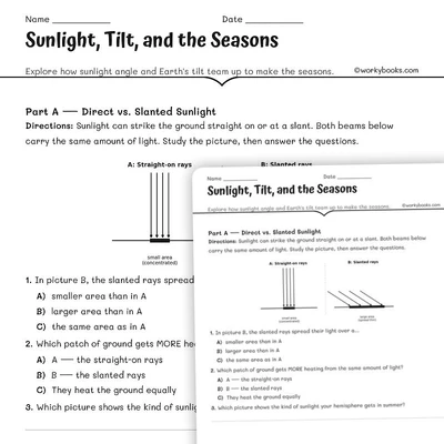 How Sunlight and Tilt Make the Seasons - worksheet educational content