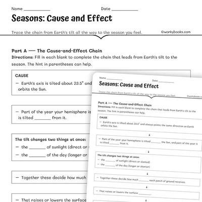 Cause and Effect of the Seasons - worksheet educational content