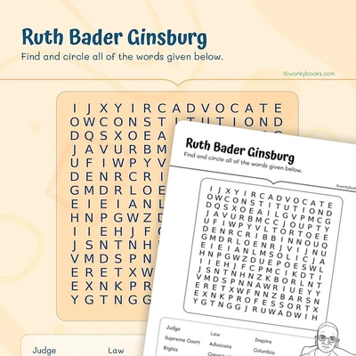 Ruth Bader Ginsburg—Word Search - worksheet educational content