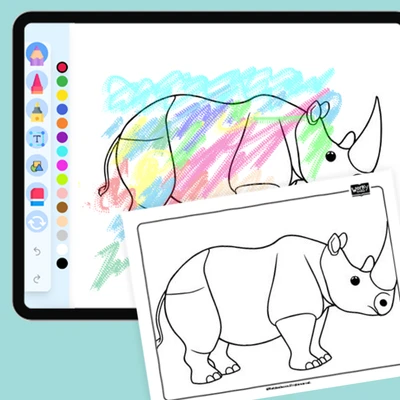 Zoo Animal  Rhinoceros - coloring educational content