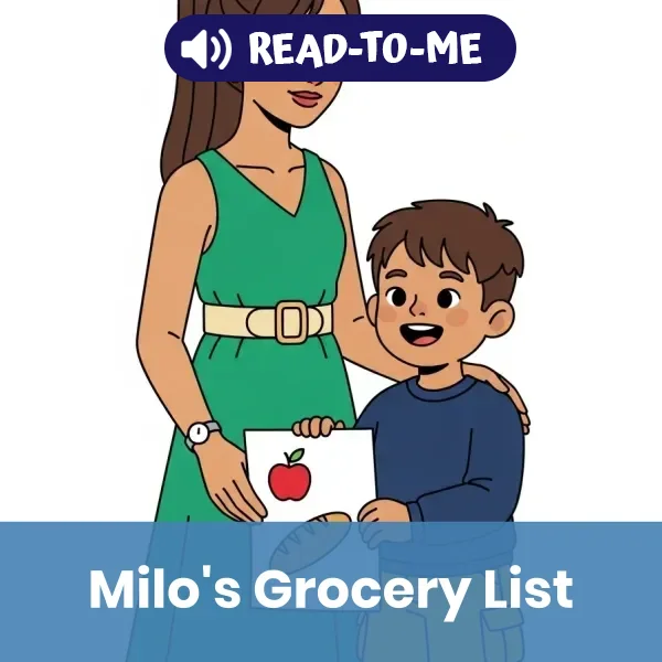 Milo's Grocery List  - book educational content