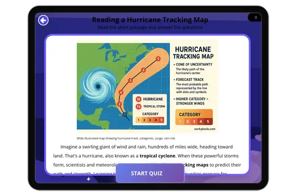 Reading a Hurricane Tracking Map - reading educational content