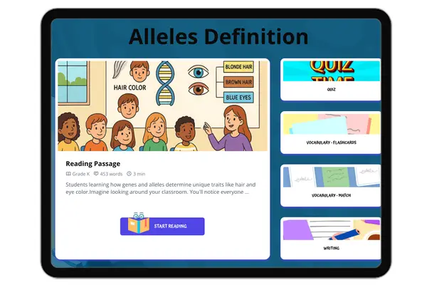 Alleles Definition - reading educational content