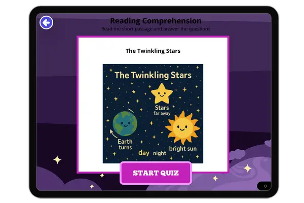 The Twinkling Stars  - reading educational content
