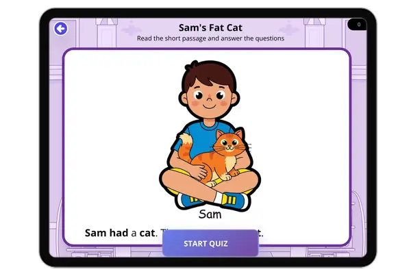 Sam's Fat Cat— Decodable Short A - reading educational content