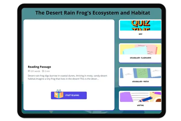 The Desert Rain Frog's Ecosystem and Habitat - reading educational content
