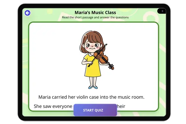 Maria’s Music Class— Making Inferences - reading educational content