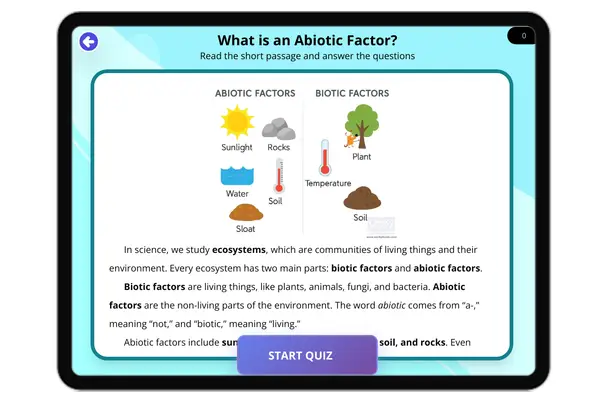 What is an Abiotic Factor? - reading educational content