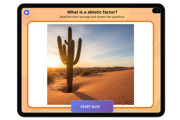 Biotic and Abiotic Factors - reading educational content