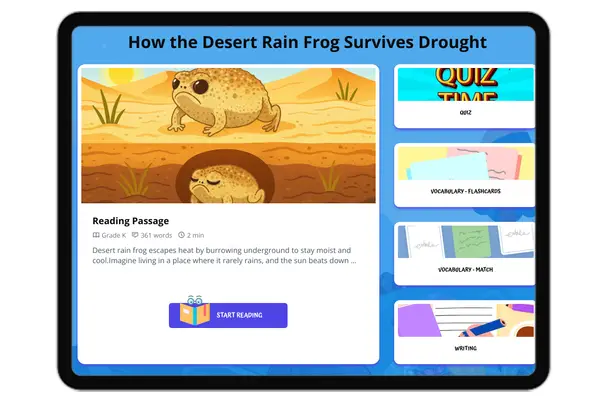 How the Desert Rain Frog Survives Drought - reading educational content