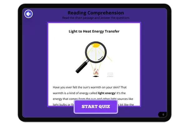Light to Heat Energy - reading educational content
