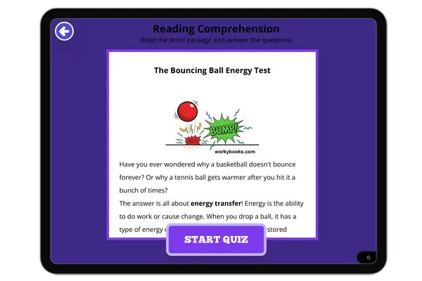 The Bouncing Ball Energy Test - reading educational content