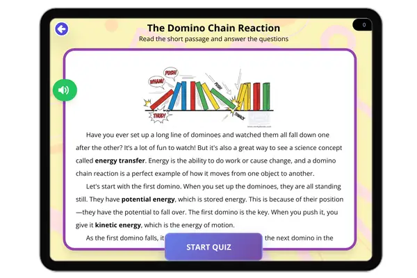 The Domino Chain Reaction - reading educational content