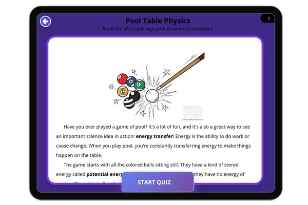 Pool Table Physics - reading educational content
