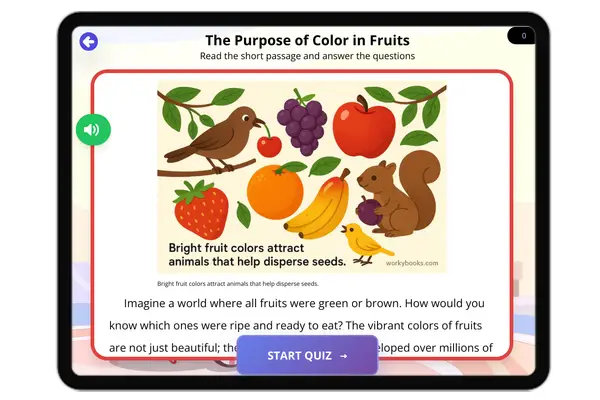 Color in Fruits - reading educational content