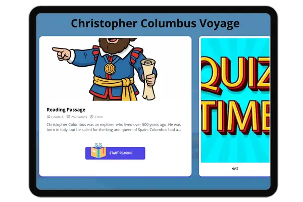 Christopher Columbus Voyage - reading educational content