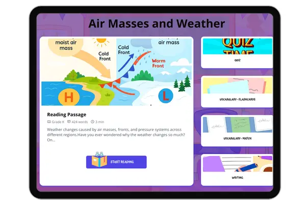 Air Masses and Weather - reading educational content