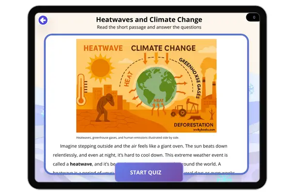 Heatwaves and Climate Change - reading educational content