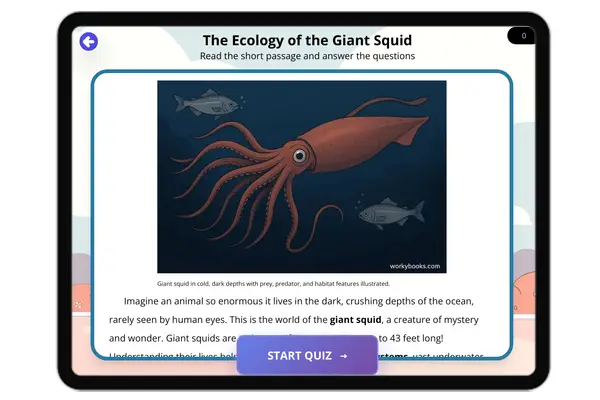 The Ecology of the Giant Squid - reading educational content