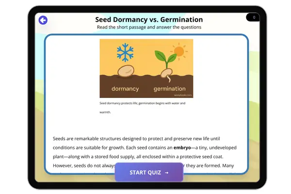 Seed Dormancy vs. Germination - reading educational content