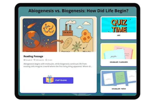 Abiogenesis vs. Biogenesis - reading educational content