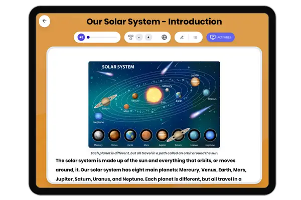 Our Solar System - Introduction - reading educational content