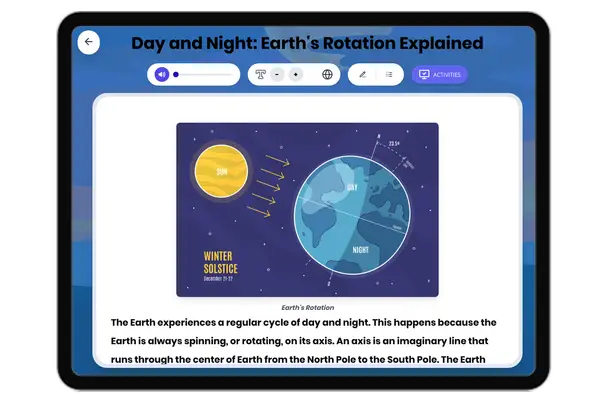 Day and Night: Earth's Rotation Explained - reading educational content