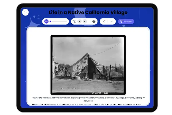 Life in a Native California Village - reading educational content