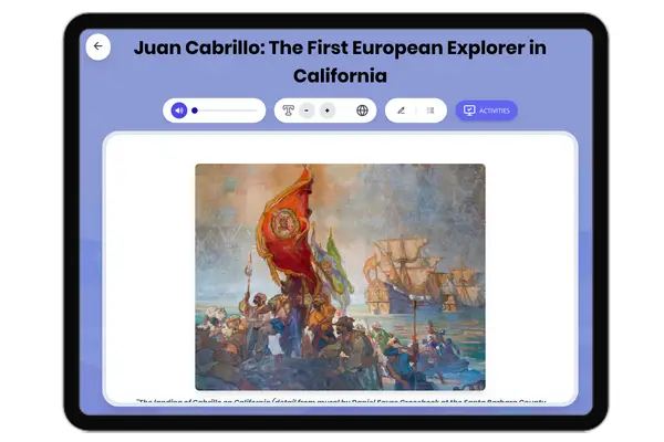 Juan Cabrillo: The First European Explorer in California - reading educational content