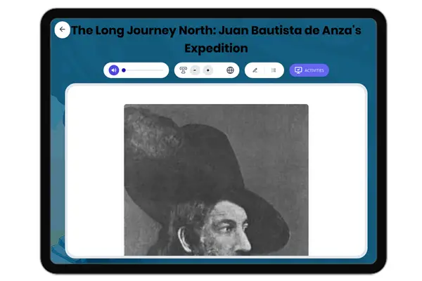 The Long Journey North: Juan Bautista de Anza's Expedition - reading educational content