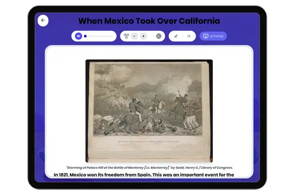 When Mexico Took Over California - reading educational content