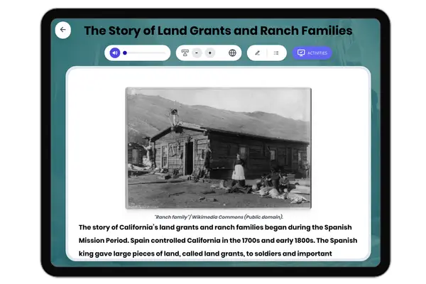 The Story of Land Grants and Ranch Families - reading educational content