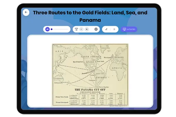 Three Routes to the Gold Fields: Land, Sea, and Panama - reading educational content