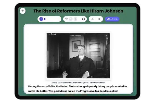 The rise of reformers like Hiram Johnson - reading educational content