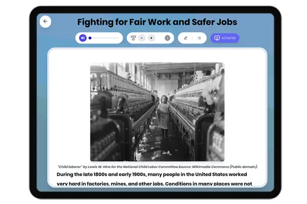 Fighting for Fair Work and Safer Jobs - reading educational content