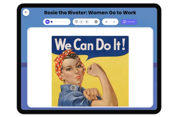 Rosie the Riveter: Women Go to Work - reading educational content