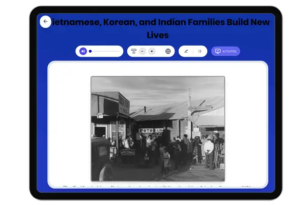Vietnamese, Korean, and Indian Families Build New Lives - reading educational content