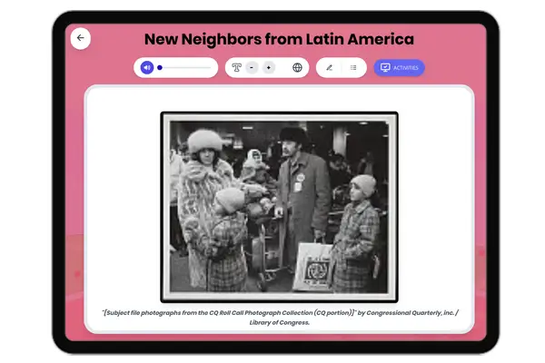 New Neighbors from Latin America - reading educational content