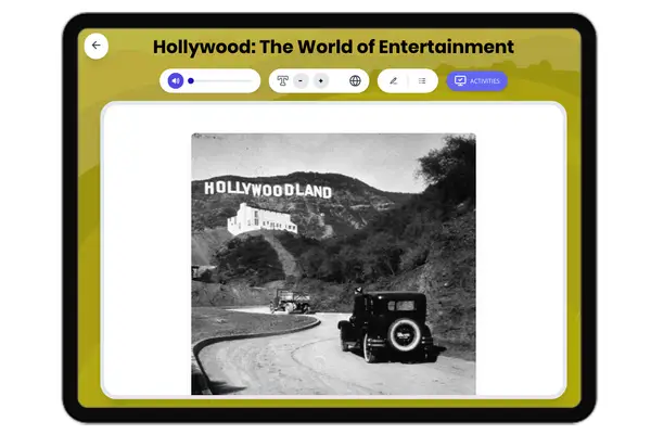 Hollywood: The World of Entertainment - reading educational content
