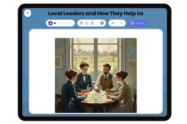 Local Leaders and How They Help Us - reading educational content