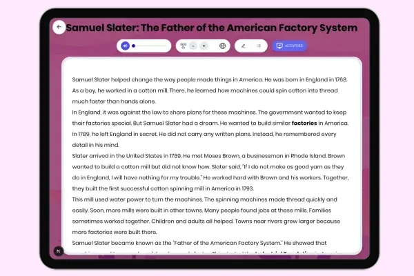 Samuel Slater: The Father of the American Factory System - reading educational content