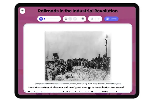 Railroads in the Industrial Revolution - reading educational content
