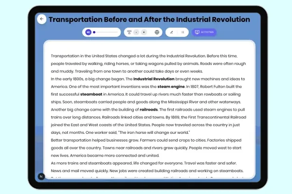 Transportation Before and After the Industrial Revolution - reading educational content