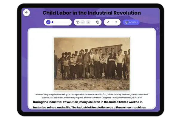 Child Labor in the Industrial Revolution - reading educational content